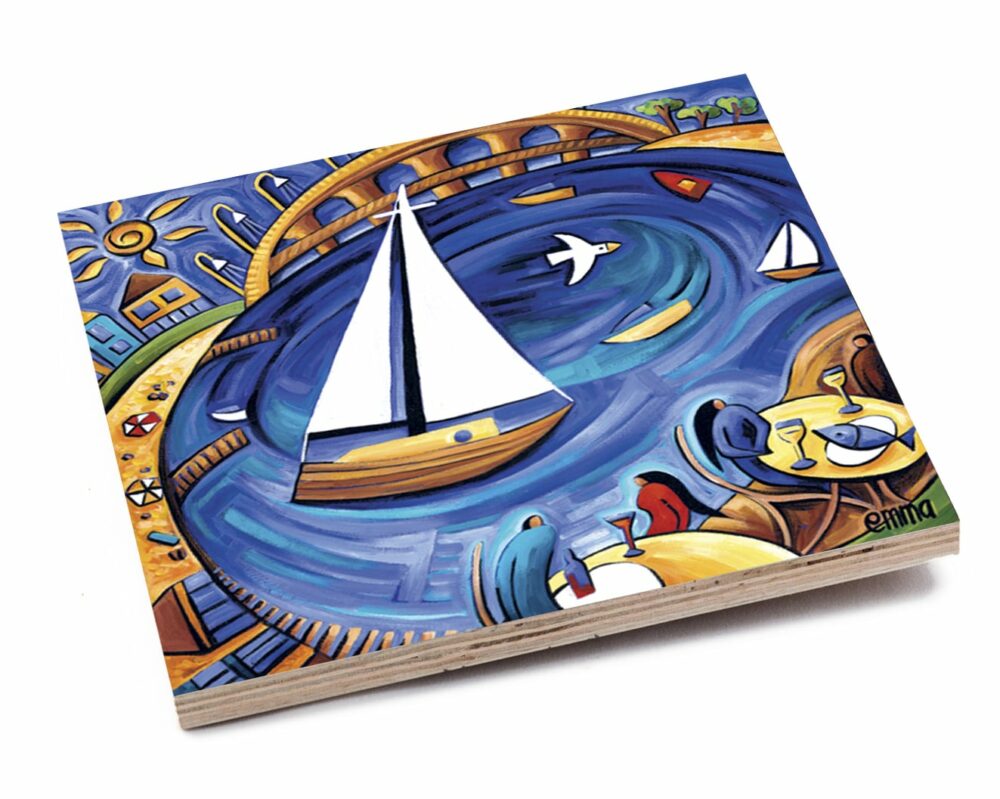 Sailing the Bay Timber Art Tile