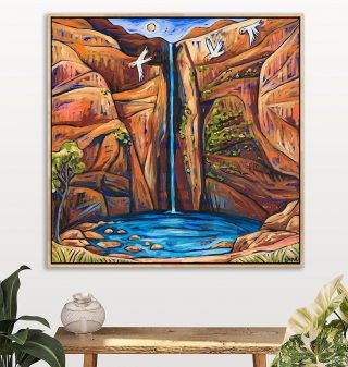 ‘Emma Gorge’ NEW 1mx1m canvas print with timber box frame. The perfect feature size for your home. This quality framed canvas is $1680 ready to hang and we can can deliver to your door for only $50 Perth region or $95 Australia wide. Call into my gallery or shop online. Link in bio ✨...#emmablyth #art #gallery #emmagorge #elquestro #blackstumpgallery #broomegallery #kimberleyart #broomeart #australianart #waartist #interiorstyle #artworkaustralia #australianmade #interiordesign #color #colorpop #home #colourfulhome #artforsale #colorfulinterior #affordableart #interiorstylist #artworkaustralia #thisiswa #australianartist #canvasartwork #canvasartist #canvasprint #canvasartprints